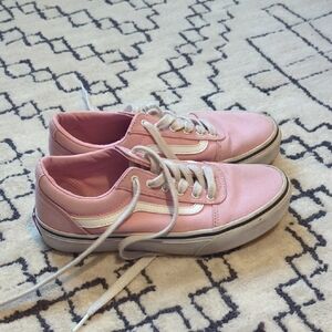 Van Size 12 Pink Low-Top Canvas Sneakers with White Stripe
